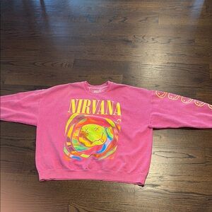 Urban Outfitters Pink Nirvana Crew Neck Sweater